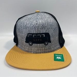 Prana Van Life Journeyman Snapback Mesh Trucker Hat Yellow Black Heather NWT